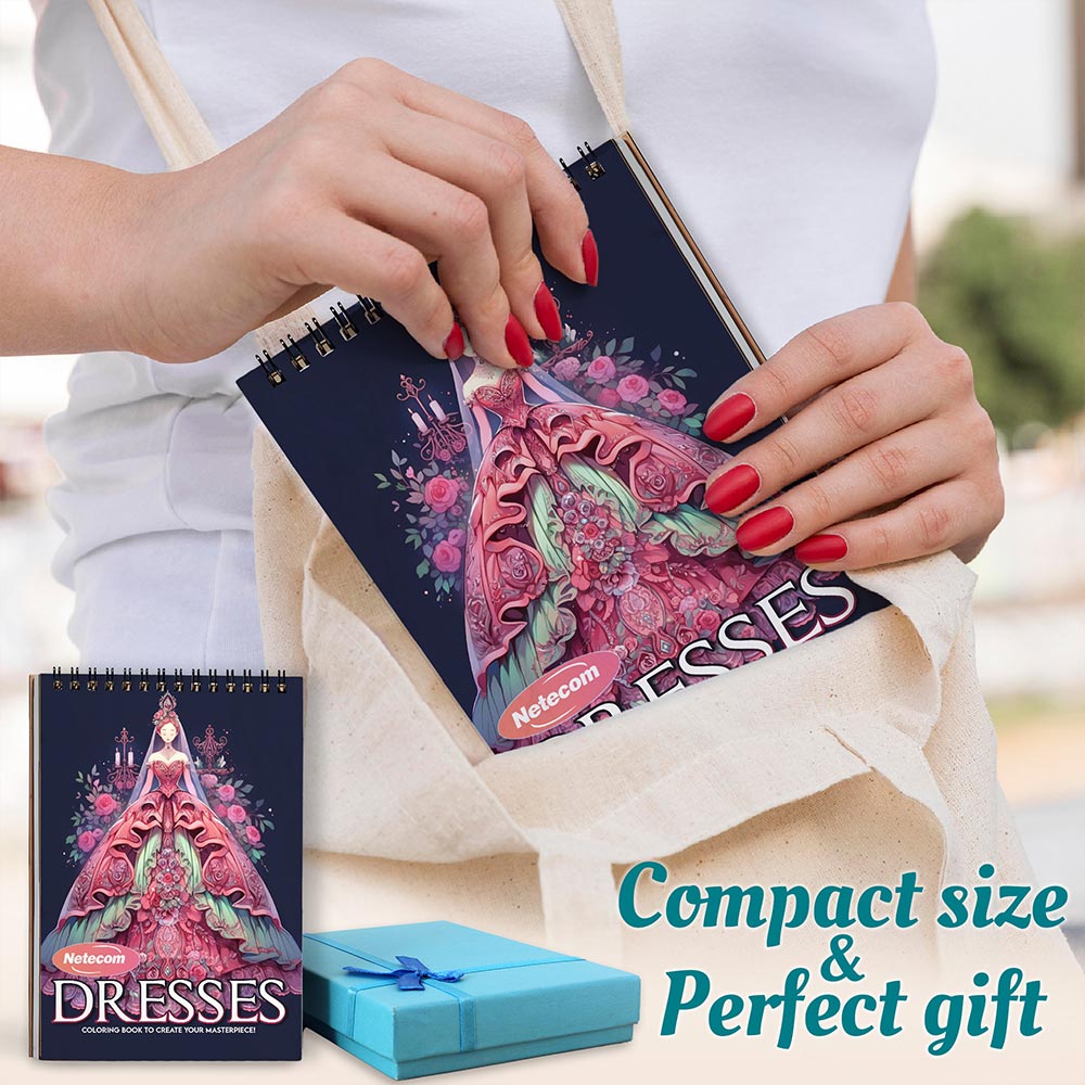 Dresses Spiral Coloring Book For Adults