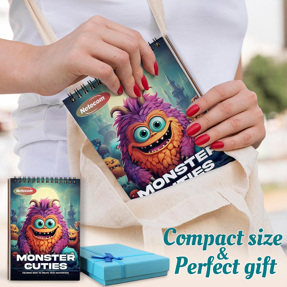 Netecom Monster Cuties Spiral Coloring Book For Adults
