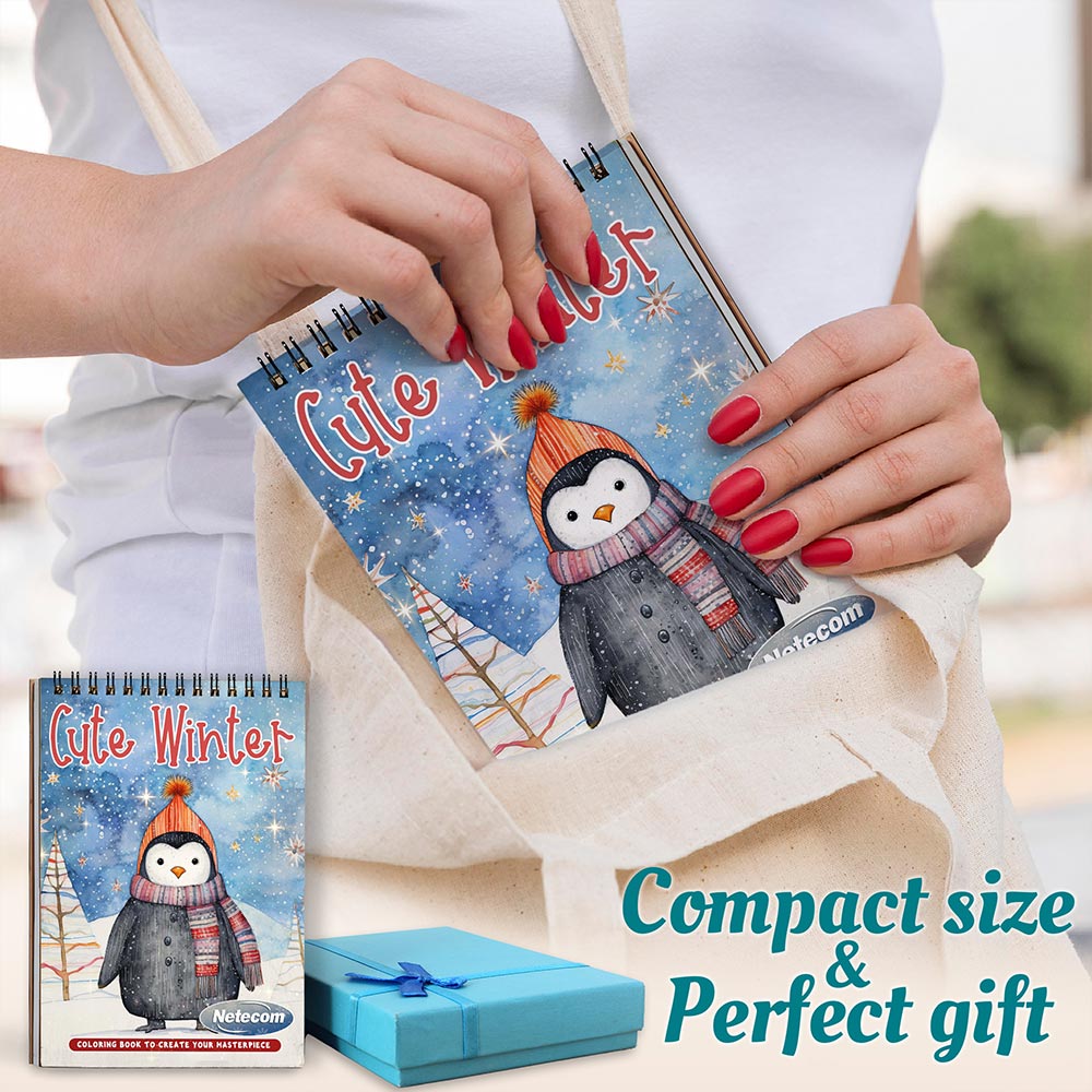 Netecom Cute Winter Spiral Coloring Book For Adults