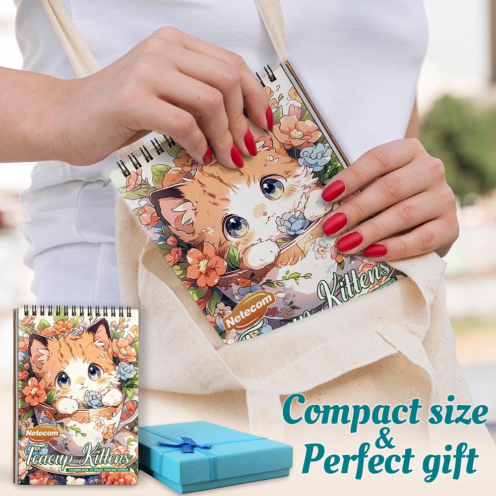 Netecom Teacup Kittens Spiral Coloring Book For Adults
