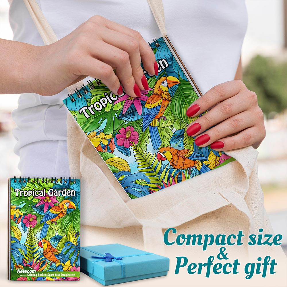 Netecom Tropical Garden Spiral Coloring Book For Adults