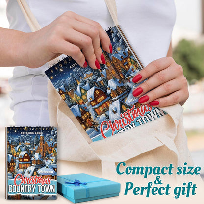 Netecom Christmas Country Town Spiral Coloring Book For Adults