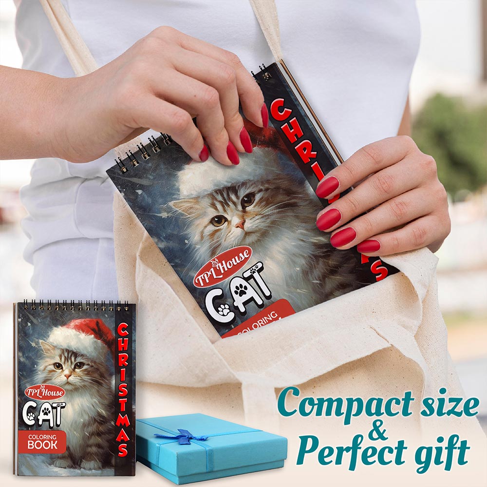 Christmas Cat Spiral Coloring Book For Adults
