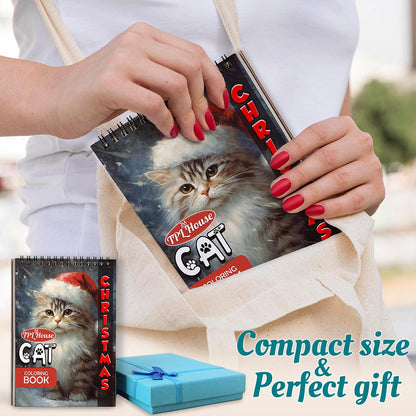 Christmas Cat Spiral Coloring Book For Adults