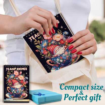 Netecom Teacup Gnomes Spiral Coloring Book For Adults