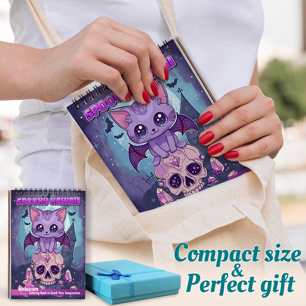 Netecom Spooky Kawaii Spiral Coloring Book For Adults