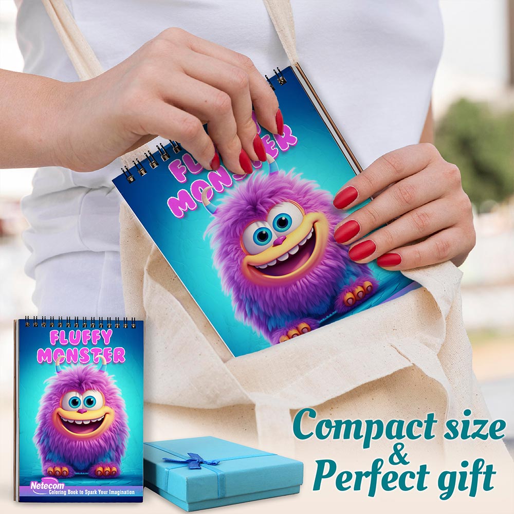 Netecom Fluffy Monster Spiral Coloring Book For Adults