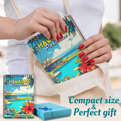 Netecom Hawaiian Paradise Spiral Coloring Book For Adults