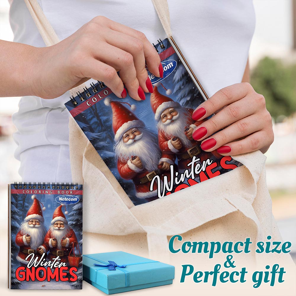 Netecom Winter Gnomes Spiral Coloring Book For Adults