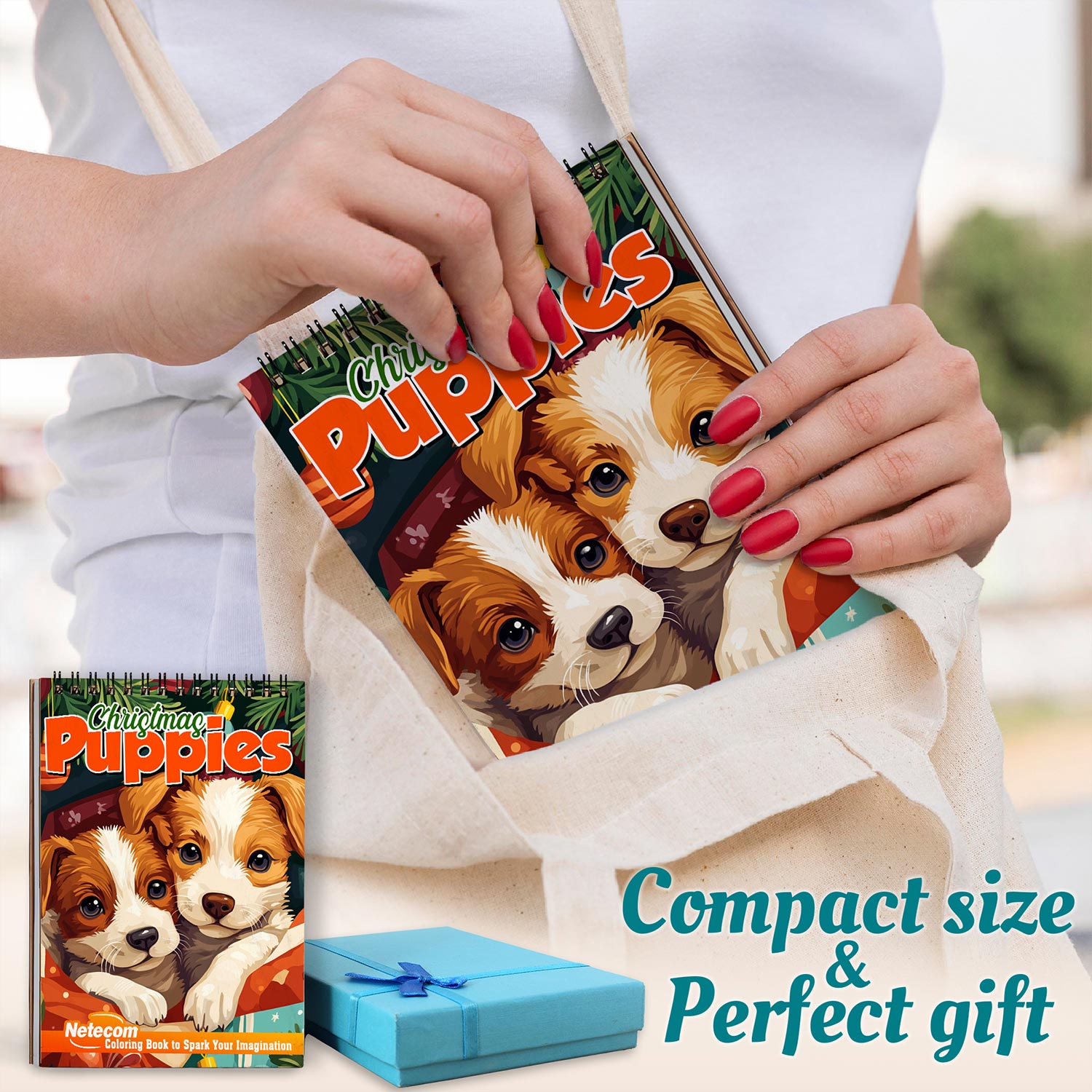Netecom Christmas Puppies Spiral Coloring Book For Adults