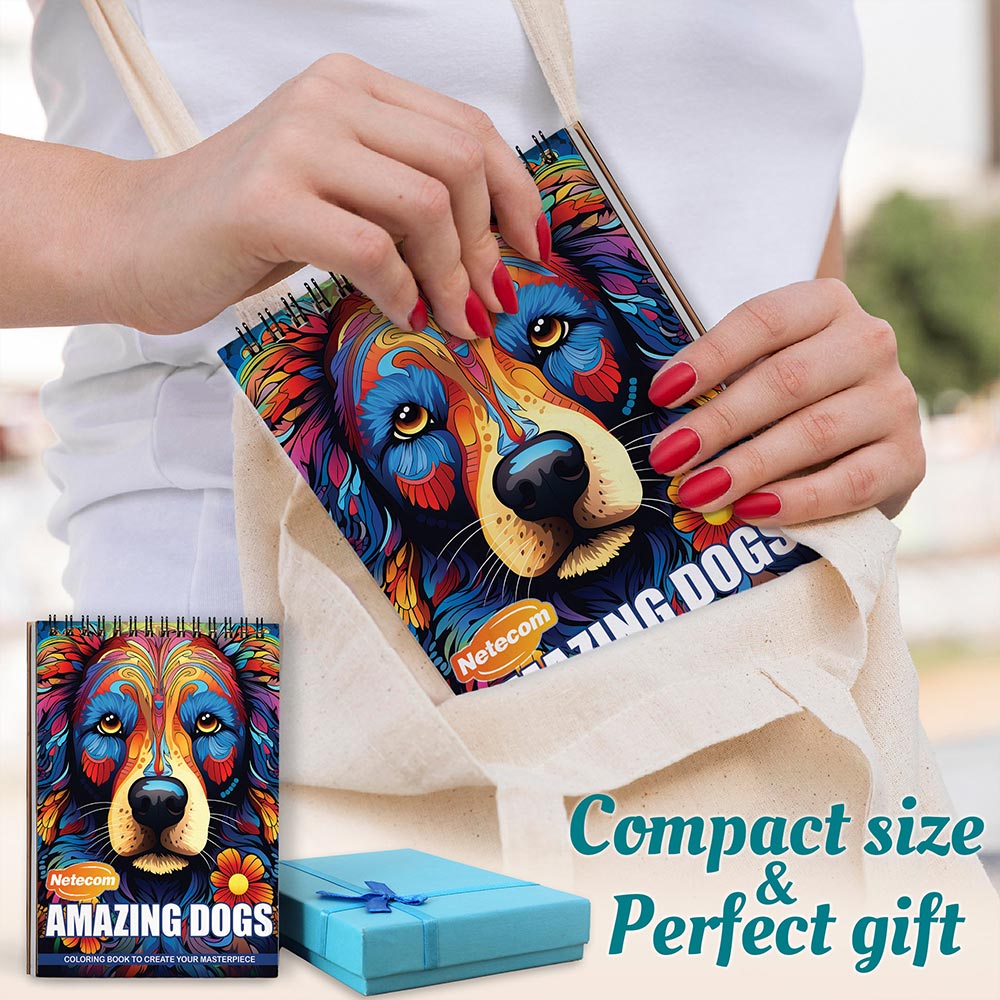Netecom Amazing Dogs Spiral Coloring Book For Adults