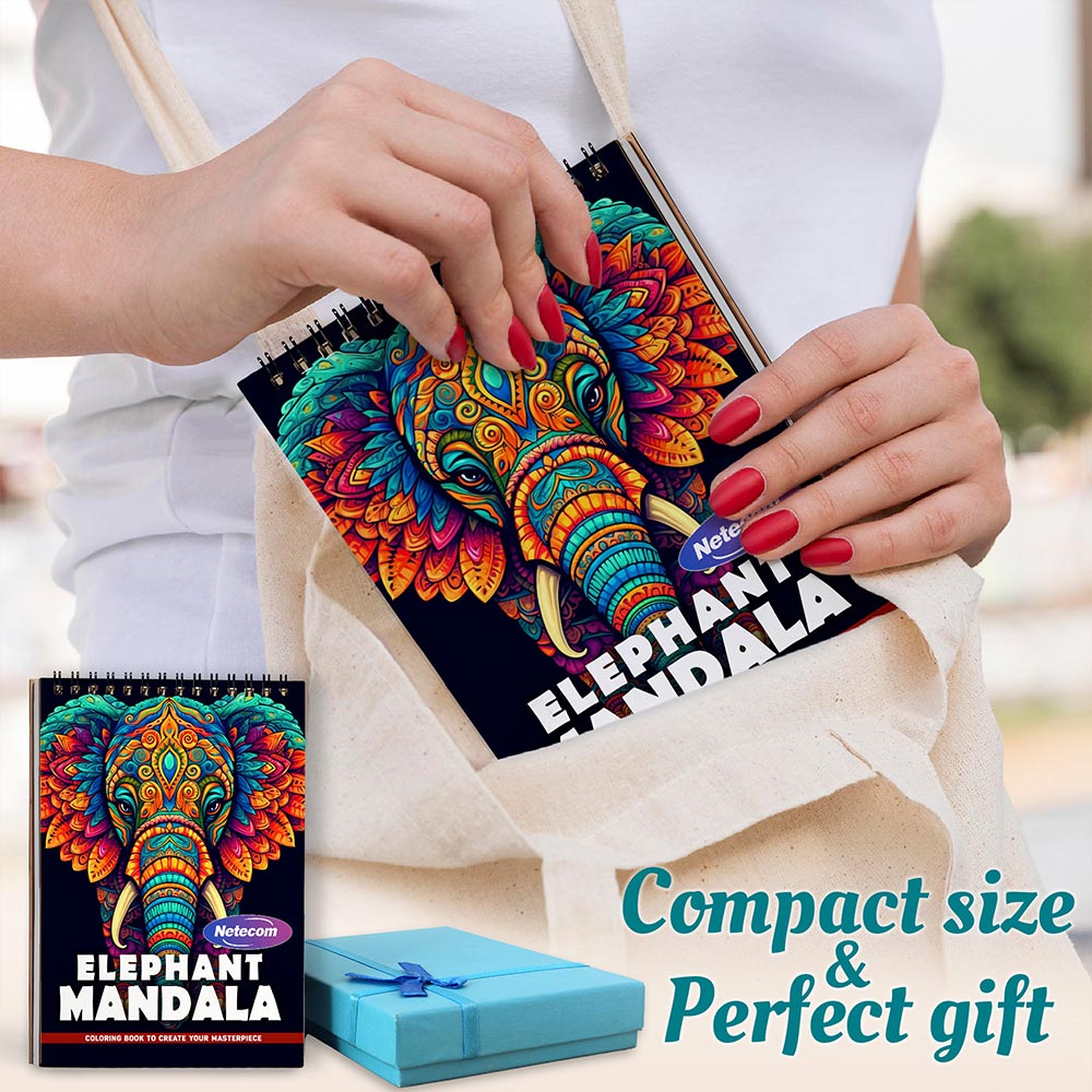 Elephant Mandala Spiral Coloring Book For Adults