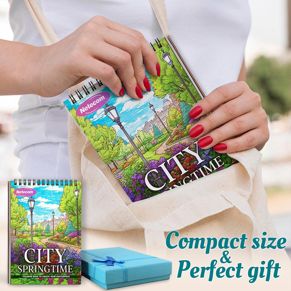 City Springtime Spiral Coloring Book For Adults