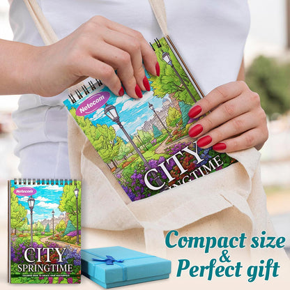 City Springtime Spiral Coloring Book For Adults