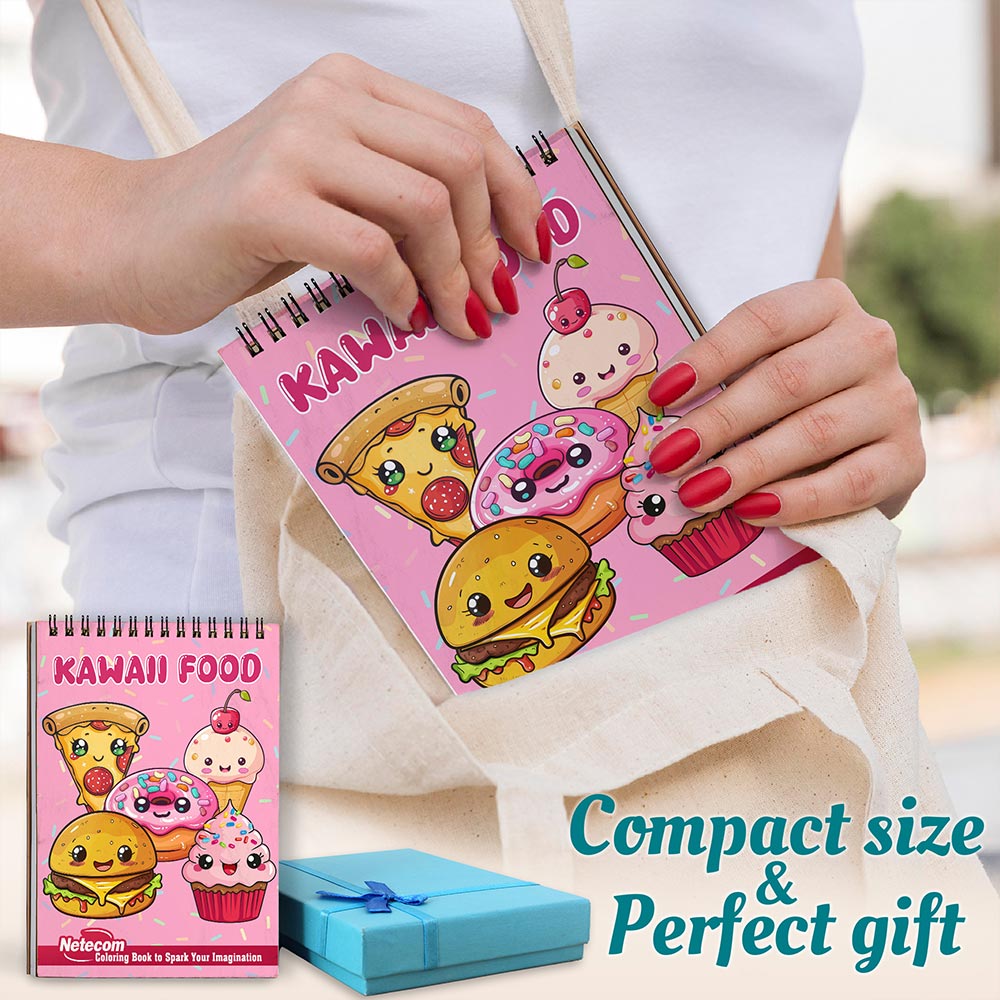 Netecom Kawaii Food Spiral Coloring Book For Adults