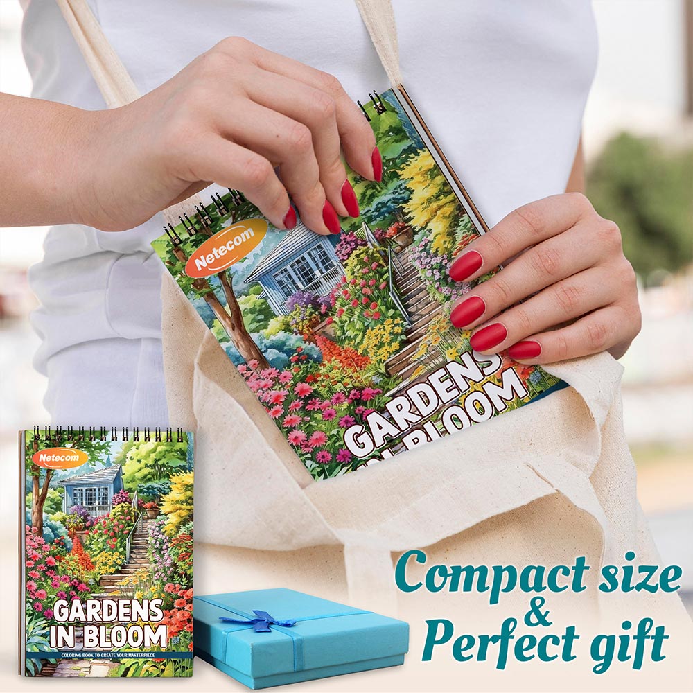 Gardens in Bloom Spiral Coloring Book For Adults