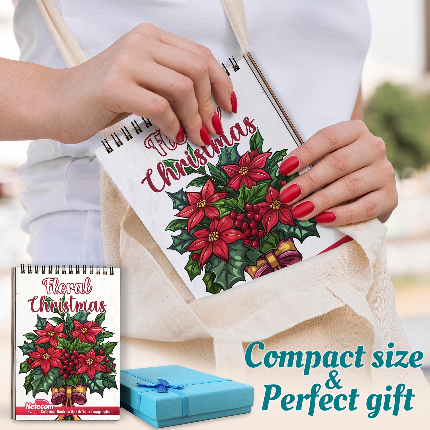 Netecom Floral Christmas Spiral Coloring Book For Adults