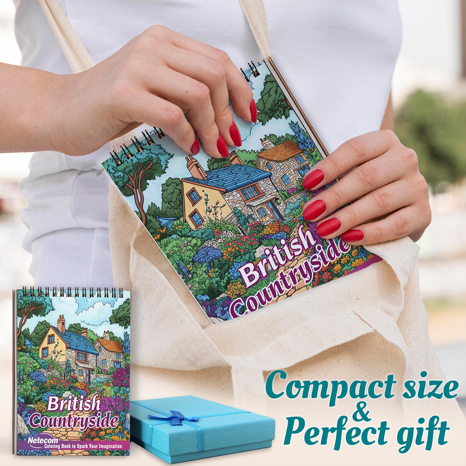 Netecom British Countryside Spiral Coloring Book For Adults