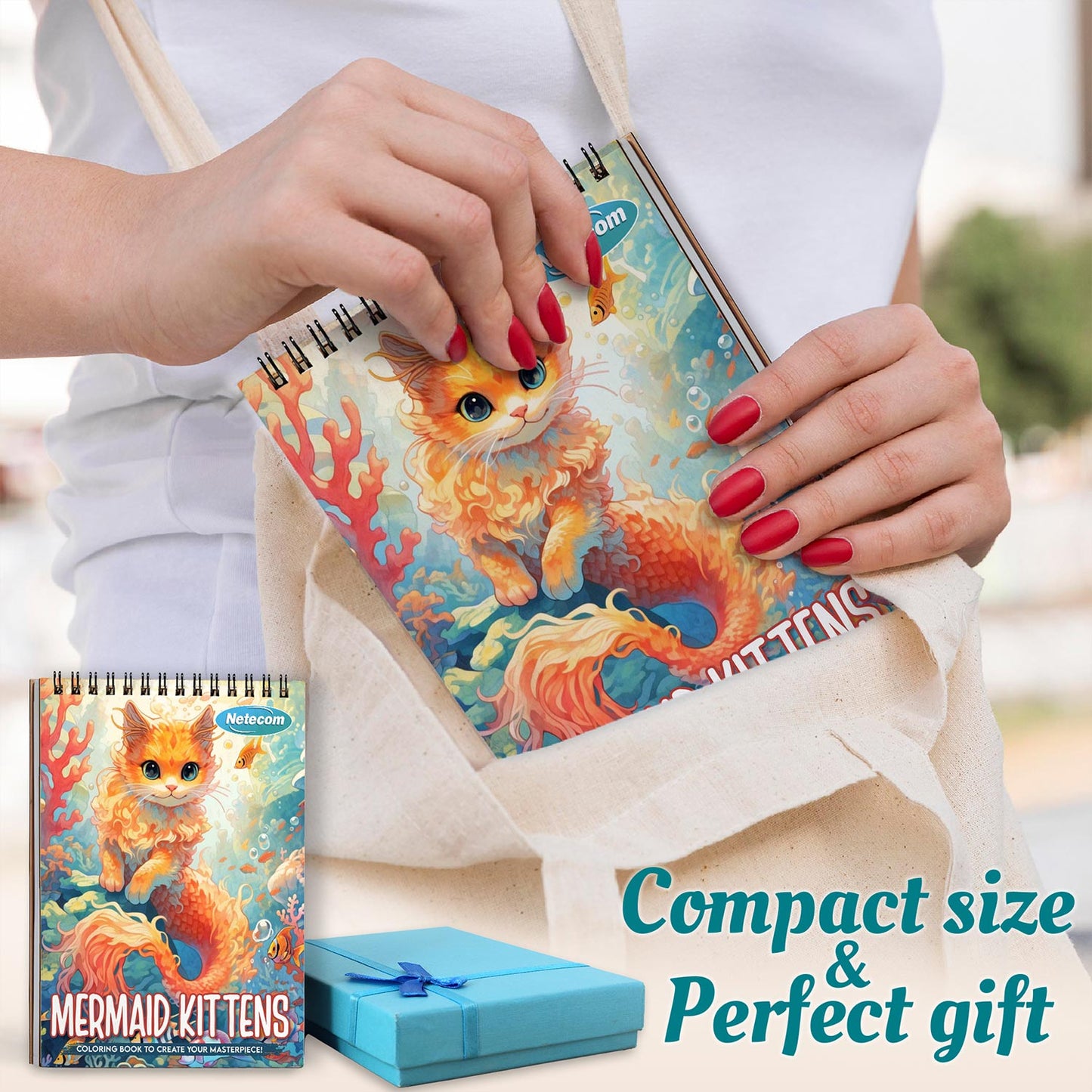 Netecom Mermaid Kittens Spiral Coloring Book For Adults