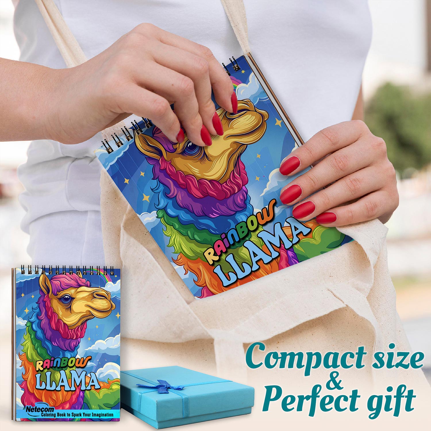 Netecom Rainbow Llama Spiral Coloring Book For Adults