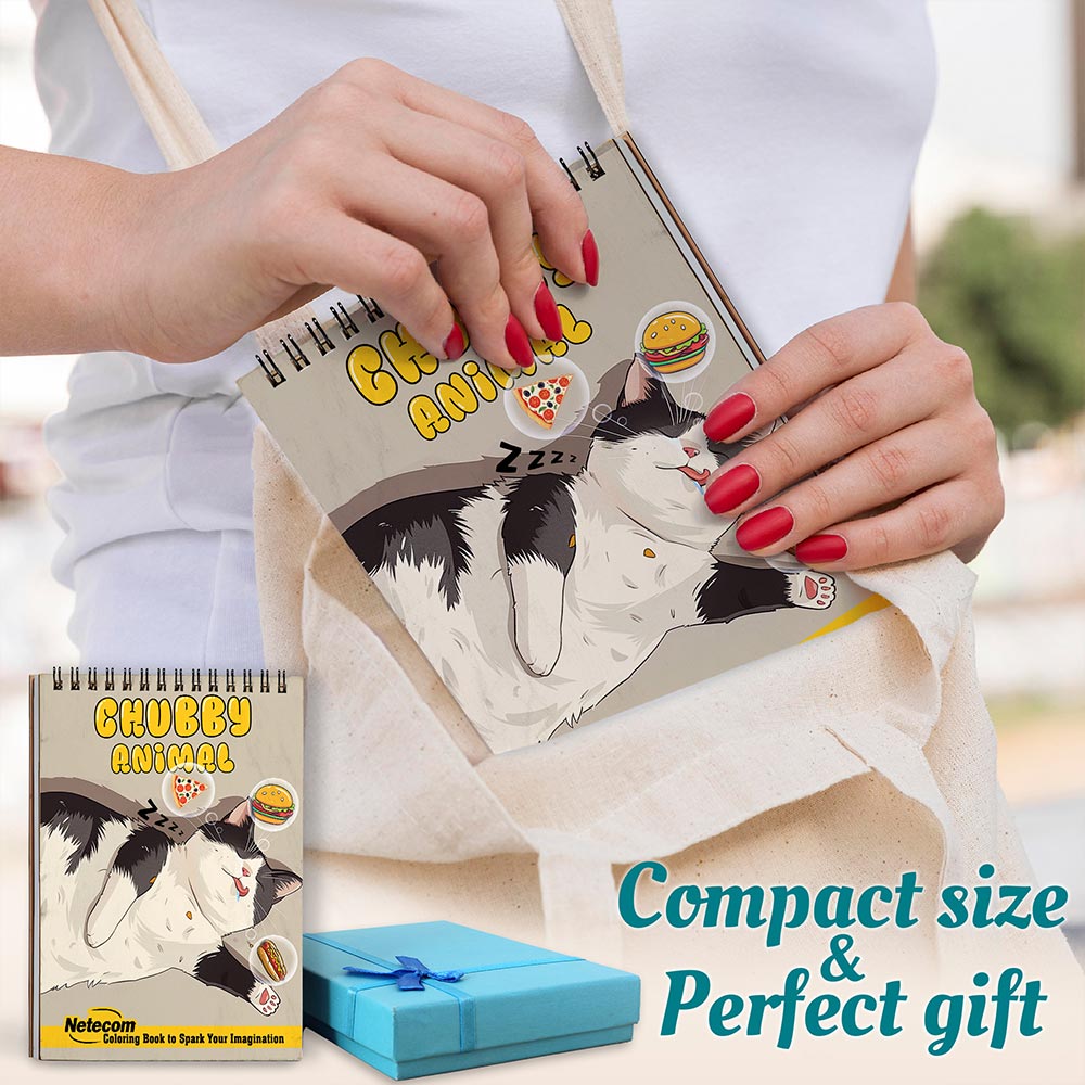 Netecom Chubby Animal Spiral Coloring Book For Adults
