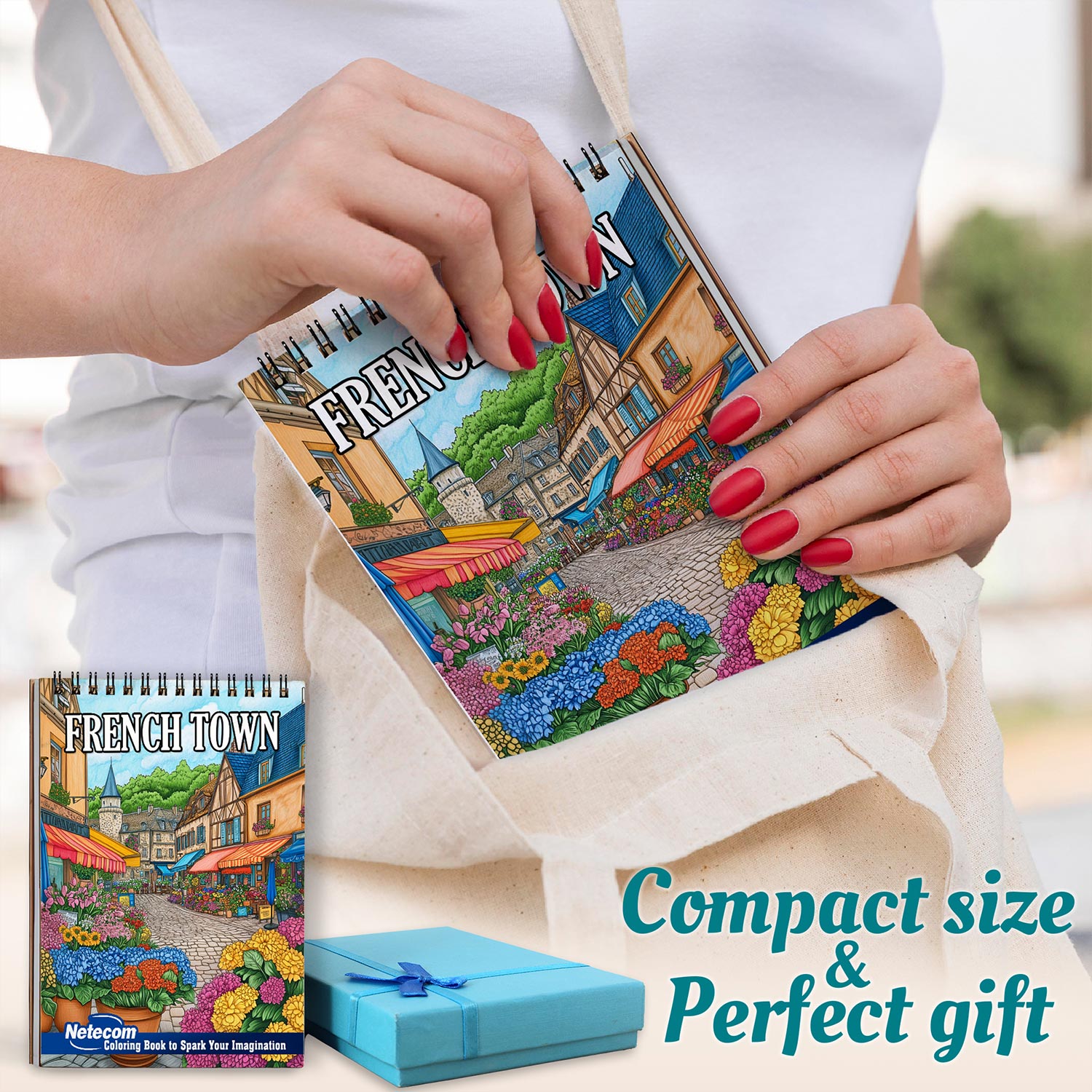 Netecom French Town Spiral Coloring Book For Adults