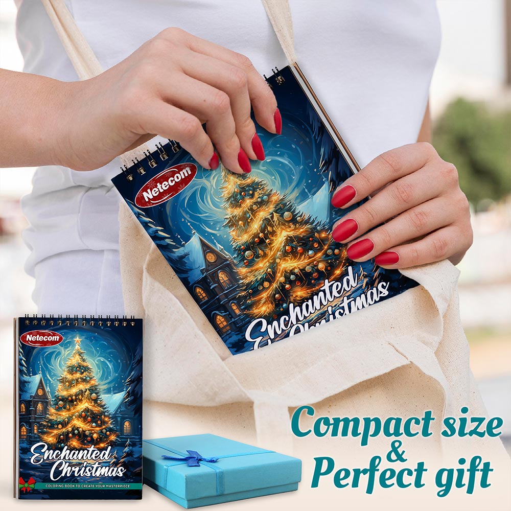 Netecom Enchanted Christmas Spiral Coloring Book For Adults