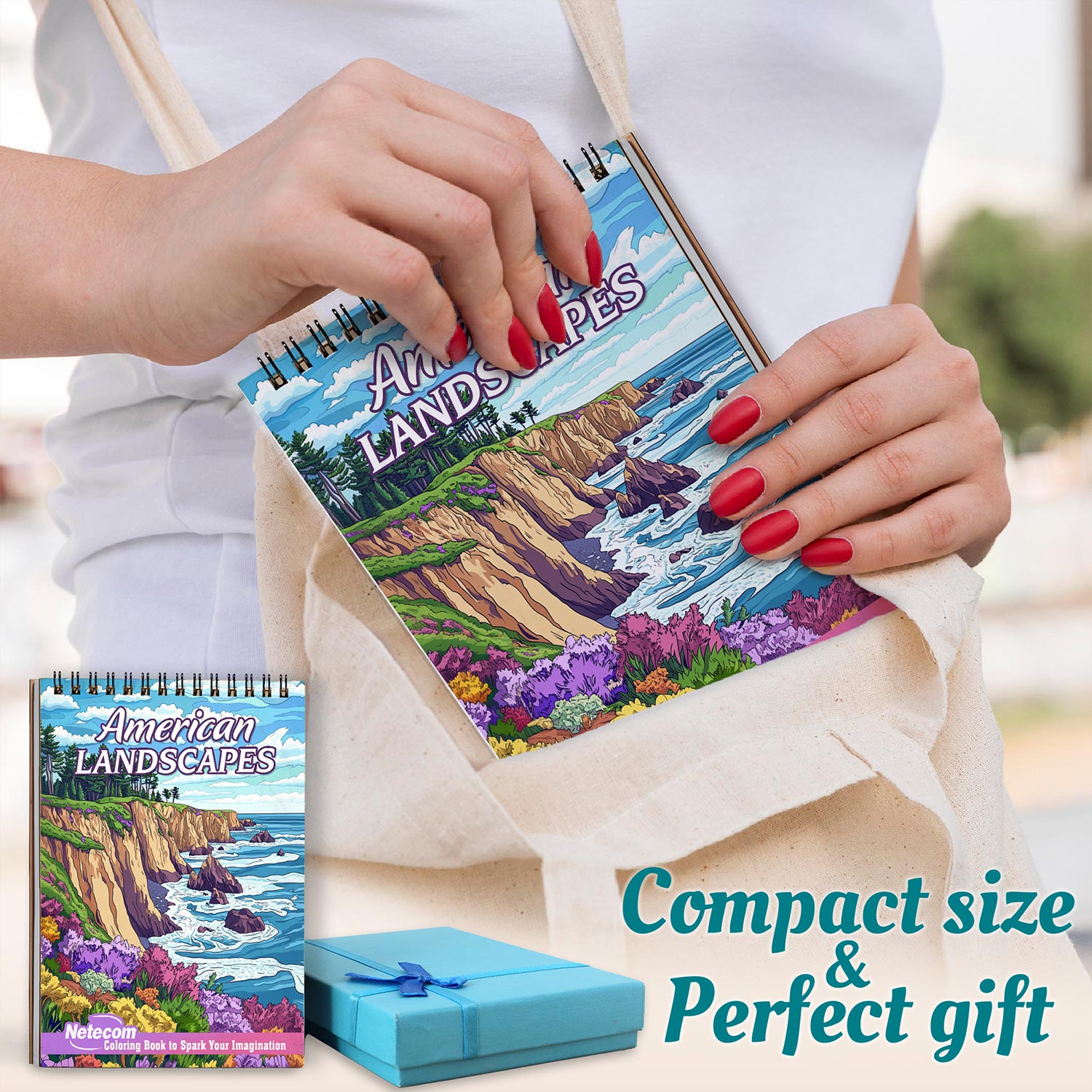 Netecom American Landscapes Spiral Coloring Book For Adults