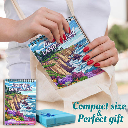 Netecom American Landscapes Spiral Coloring Book For Adults
