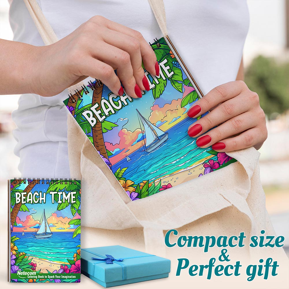 Netecom Beach Time Spiral Coloring Book For Adults