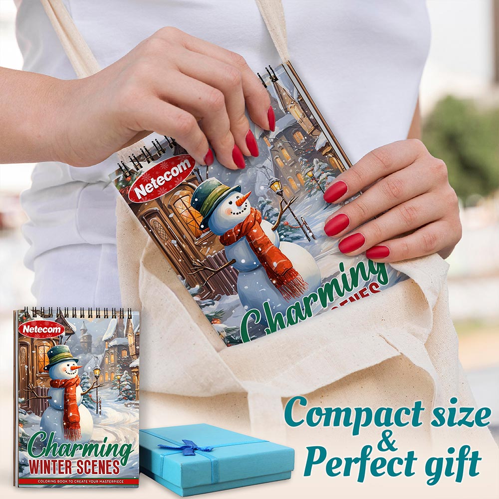 Charming Wintertime Scenes Spiral Coloring Book For Adults