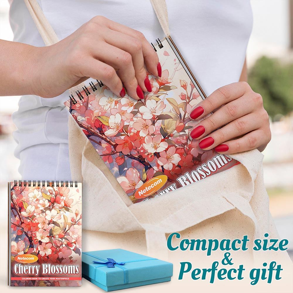 Cherry Blossoms Spiral Coloring Book For Adults