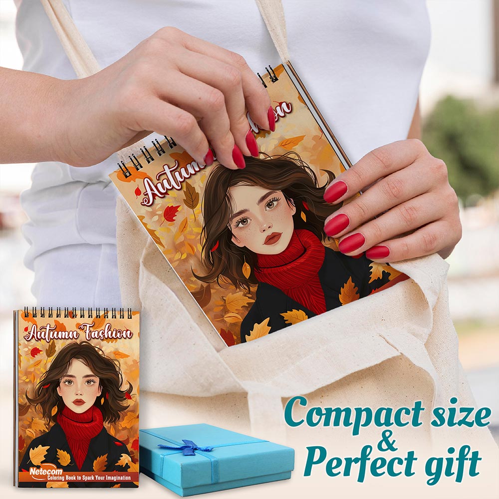 Netecom Autumn Fashion Spiral Coloring Book For Adults