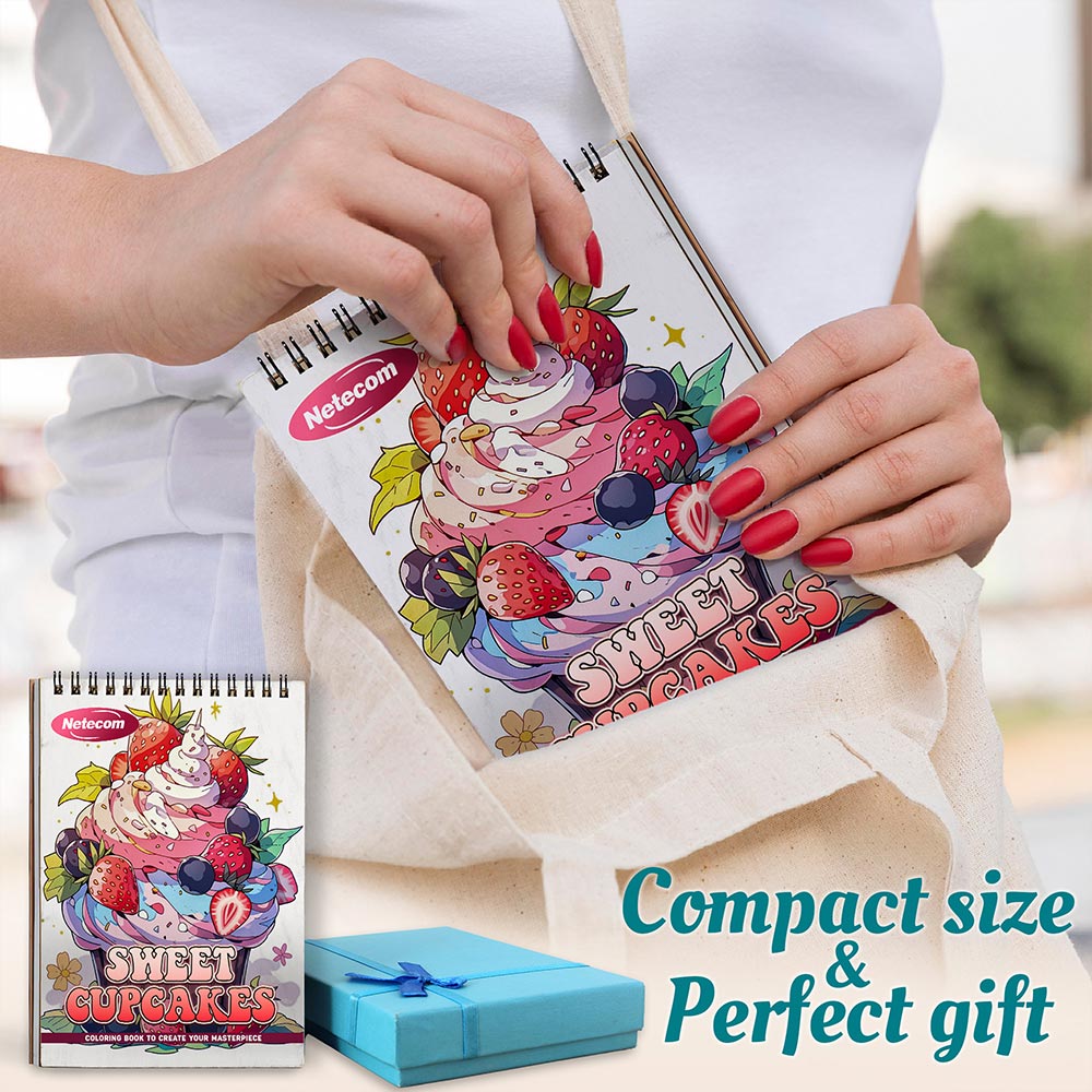 Sweet Cupcakes Spiral Coloring Book For Adults