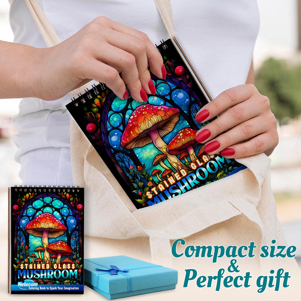 Netecom Stained Glass Mushroom Spiral Coloring Book For Adults