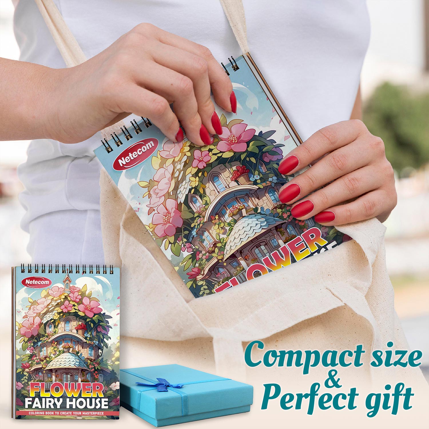 Netecom Flower Fairy House Spiral Coloring Book For Adults
