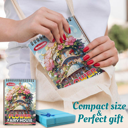 Netecom Flower Fairy House Spiral Coloring Book For Adults