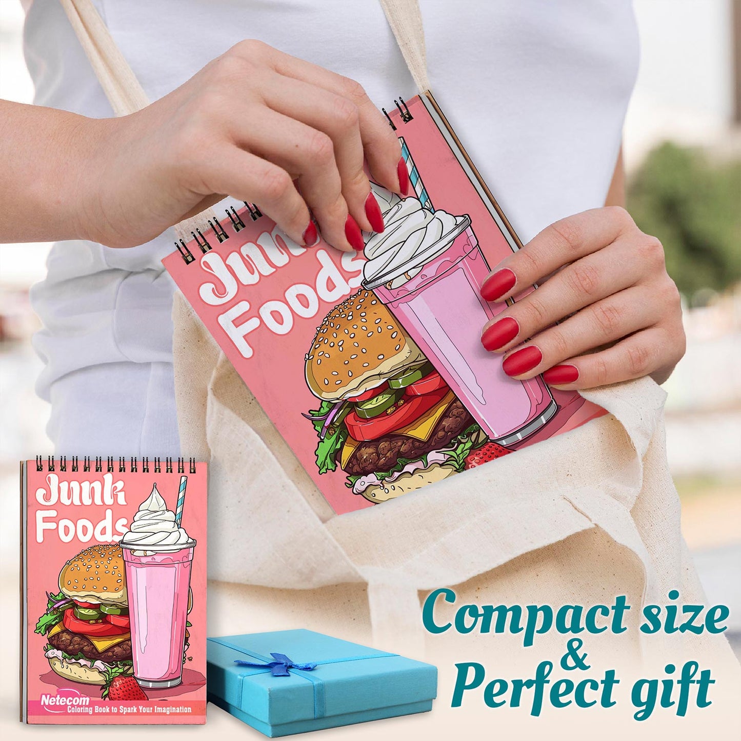 Netecom Junk Foods Spiral Coloring Book For Adults