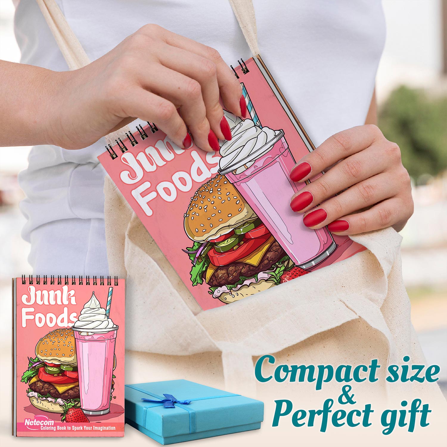 Netecom Junk Foods Spiral Coloring Book For Adults