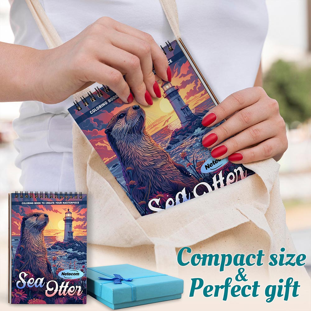Netecom Sea Otter Spiral Coloring Book For Adults