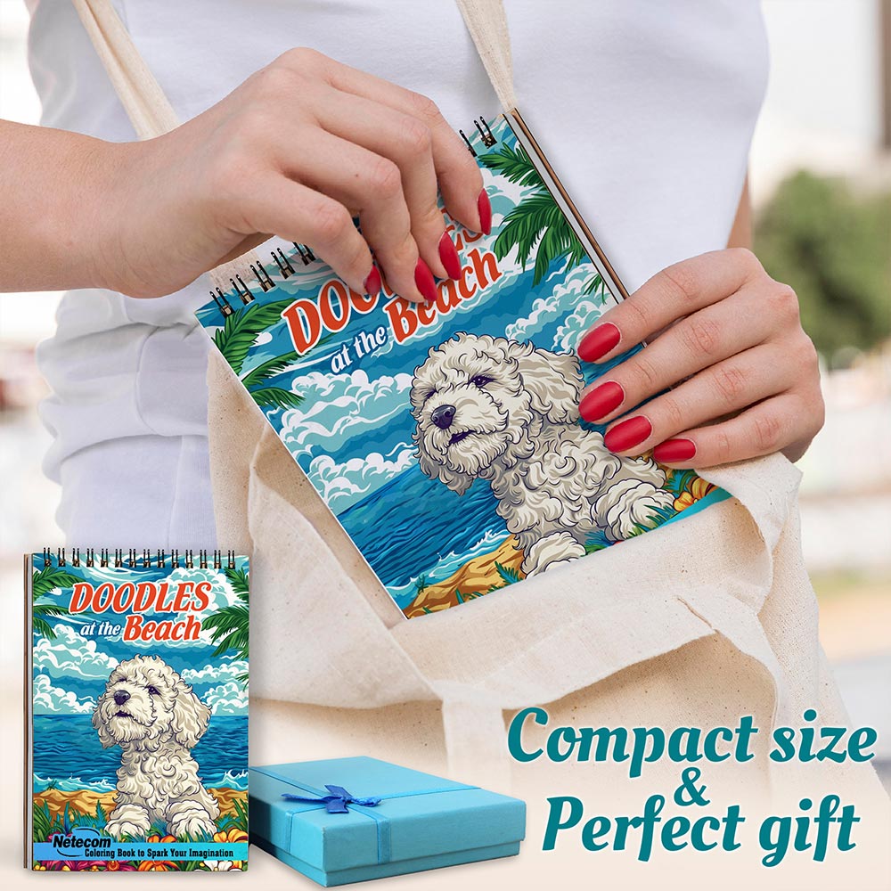 Netecom Doodles at the Beach Spiral Coloring Book For Adults