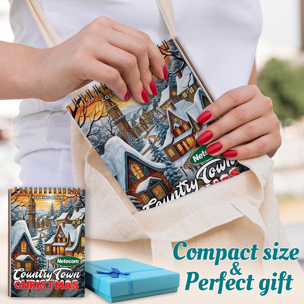Christmas Country Town Spiral Coloring Book For Adults