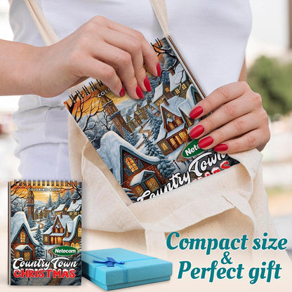 Christmas Country Town Spiral Coloring Book For Adults