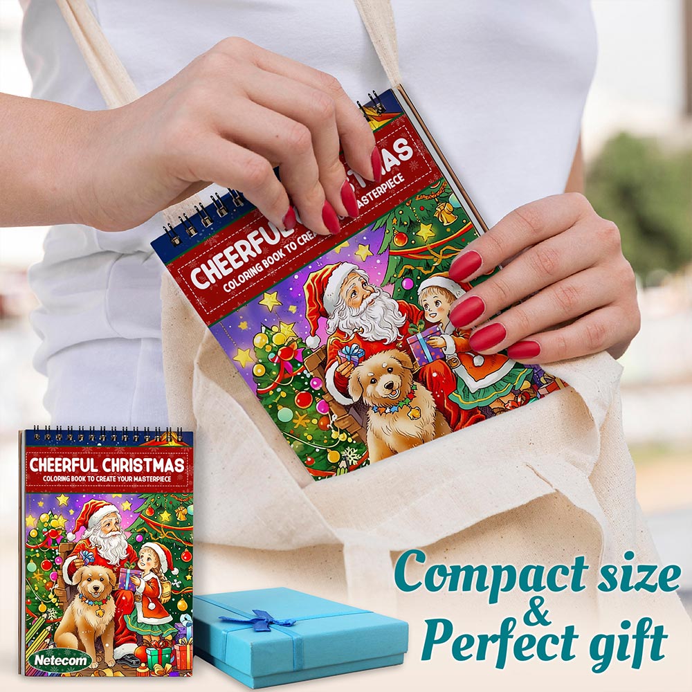 Cheerful Christmas Spiral Coloring Book For Adults