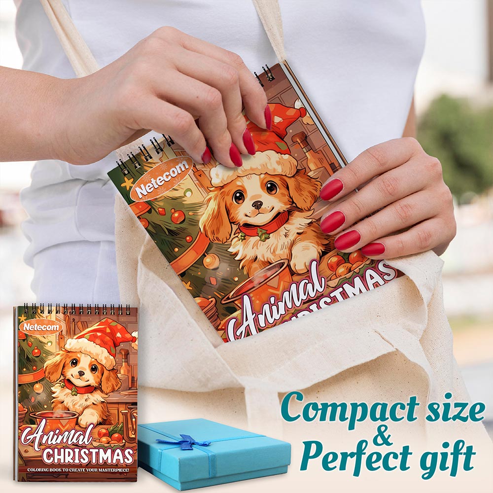 Animals Christmas Spiral Coloring Book For Adults