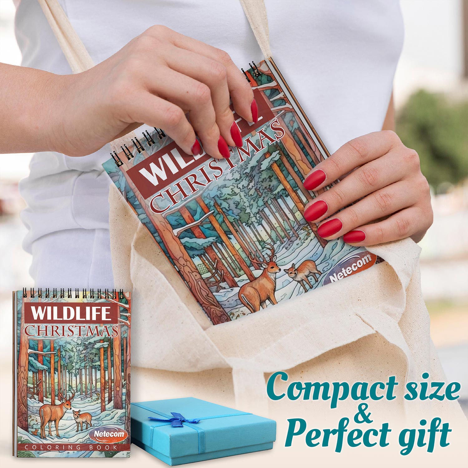 Netecom Christmas Wild Life Spiral Coloring Book For Adults