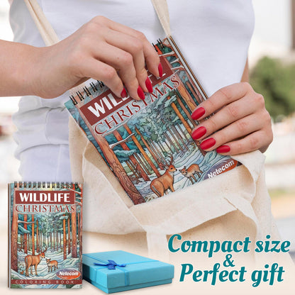 Netecom Christmas Wild Life Spiral Coloring Book For Adults