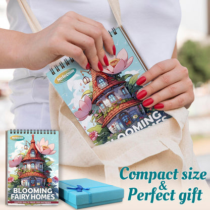 Netecom Blooming Fairy Homes Spiral Coloring Book For Adults