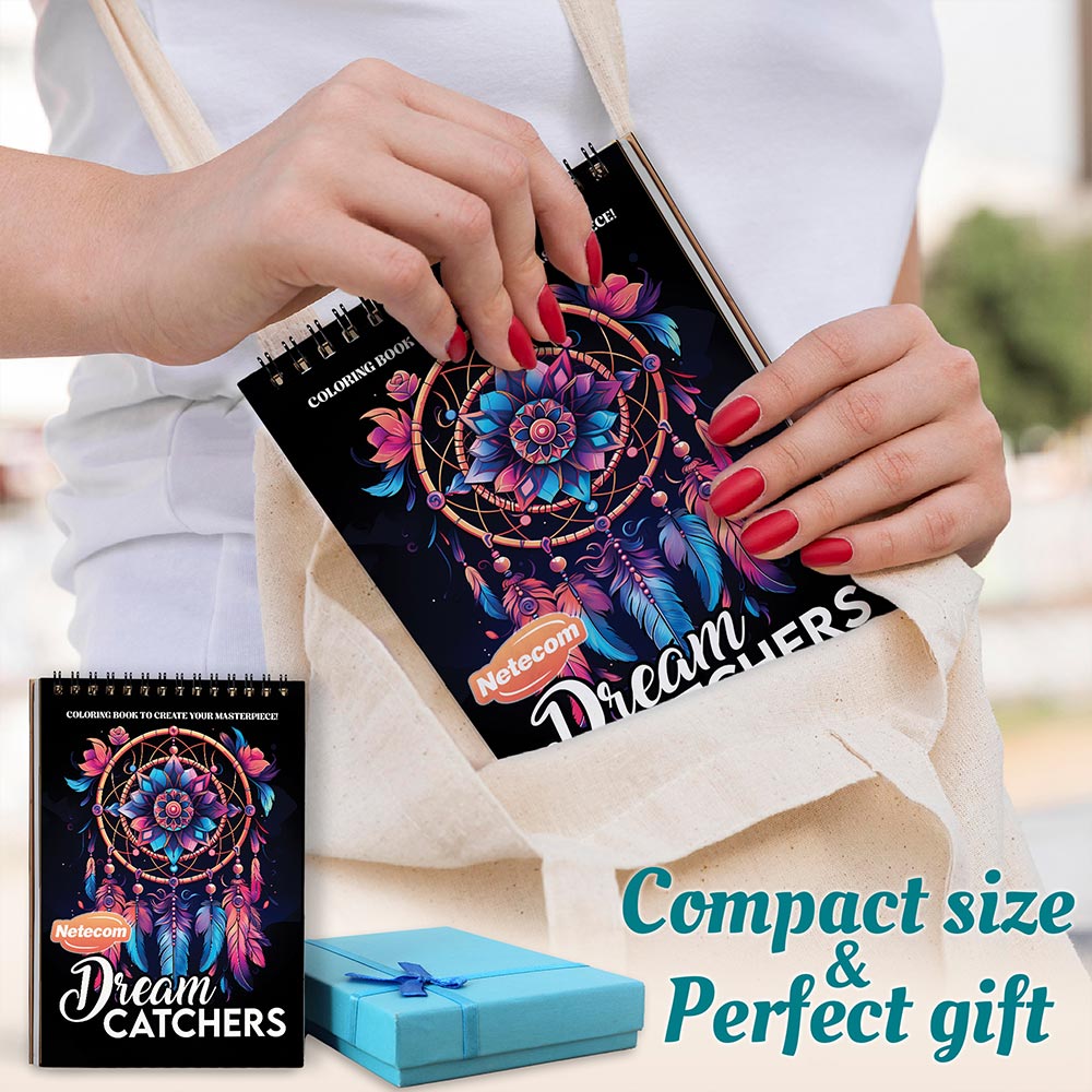 Netecom Dream Catchers Spiral Coloring Book For Adults