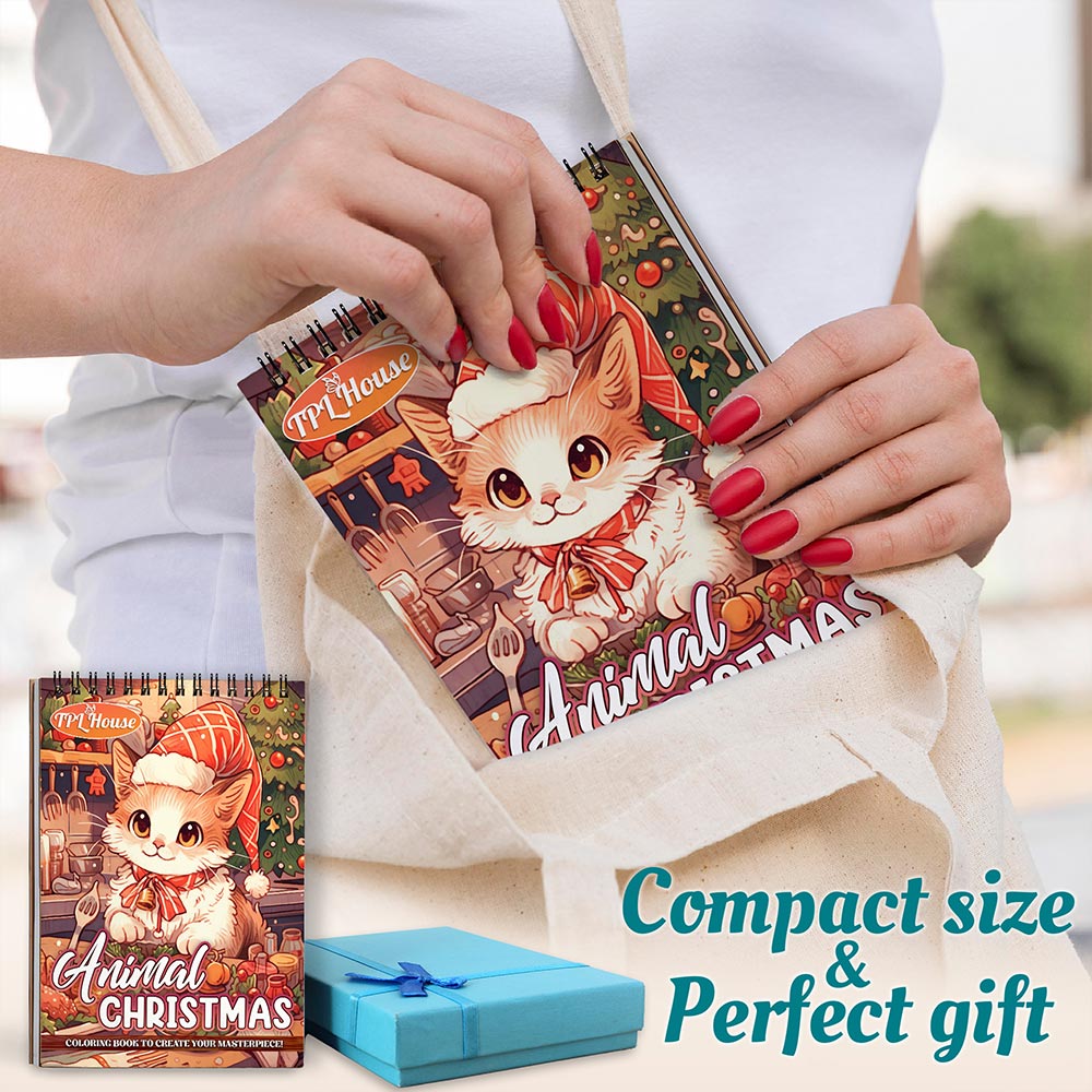 Animals Christmas Spiral Coloring Book For Adults